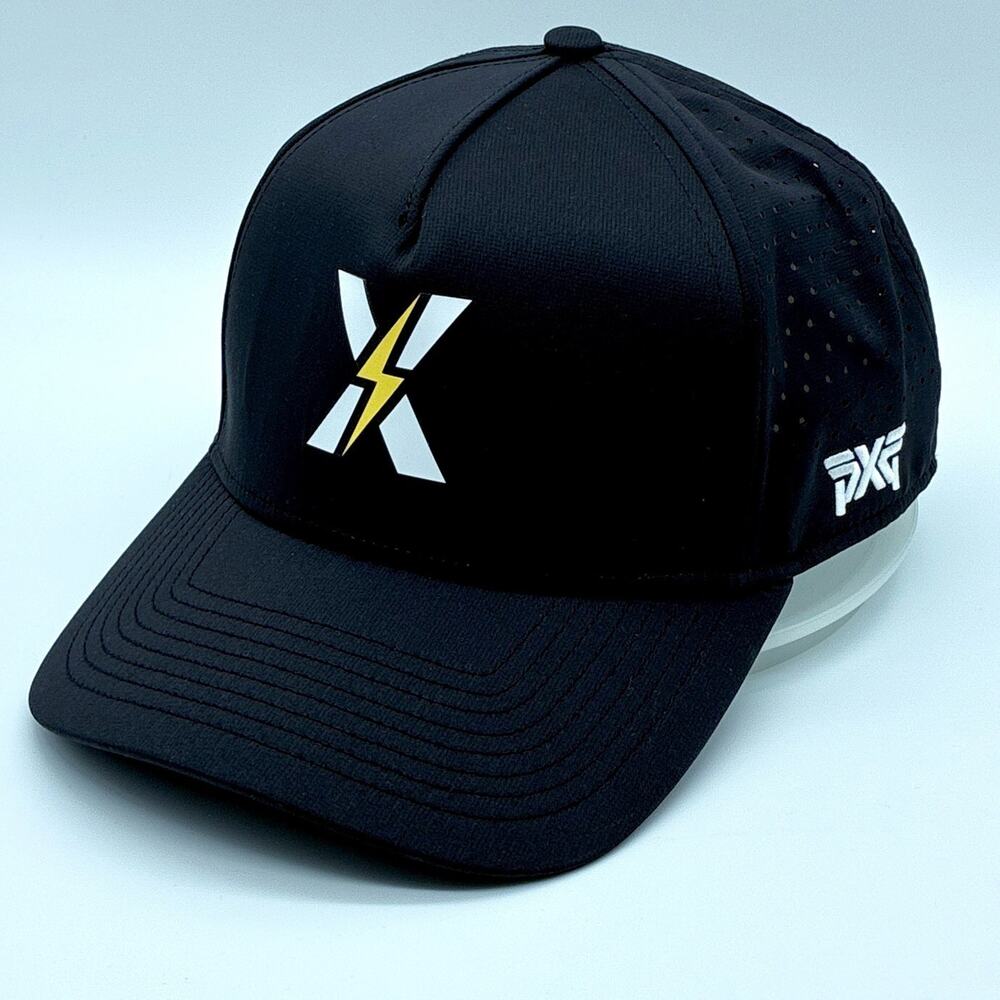PXG Hat Mens O/S Black Lightning Snapback Preppy Golf Tennis Outdoors Summer